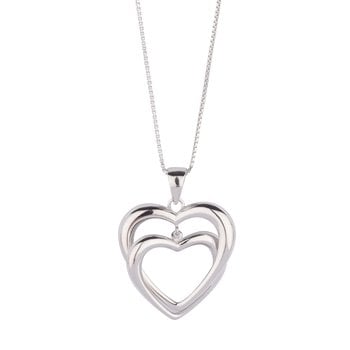 Vedhæng sølv rhodineret  2 hjerter med kæde, fra L&G