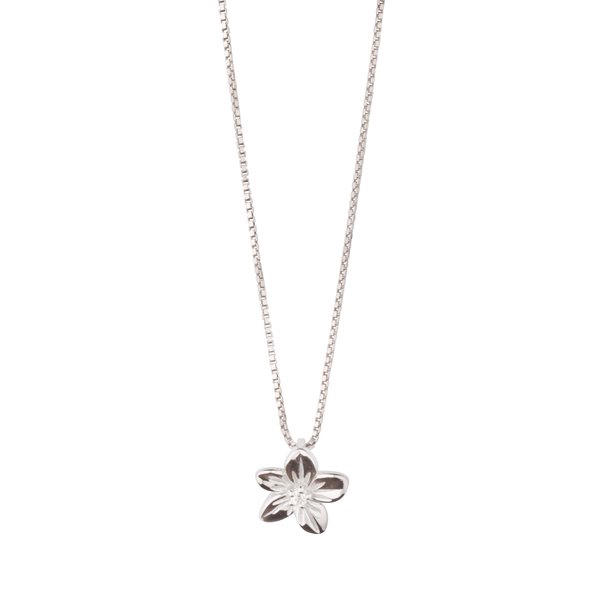 Vedhæng sølv rhodineret blomst zirkonia med kæde, fra L&G