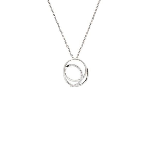 Vedhæng sølv rhodineret cirkler zirkonia med kæde, fra L&G