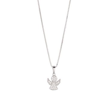 Vedhæng sølv rhodineret engel pav'e med kæde, fra L&G