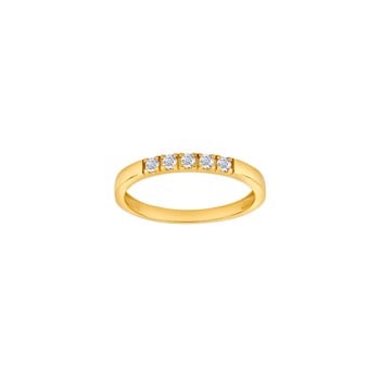 14kt. Gold wedding band w. 5 cz., fra Siersbøl