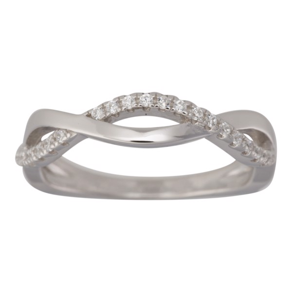 Rhod. sølvring med CZ, fra Siersbøl