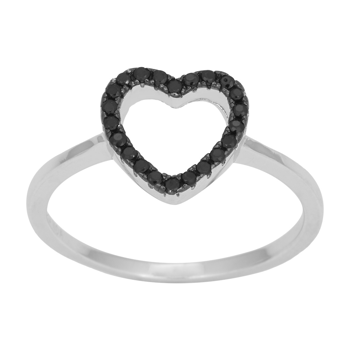 Rhd. sølv ring AIDANOR m/hjerte og cz 11mm, fra Joanli Nor