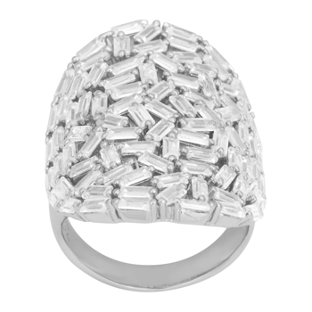 Rhd. sølv ring AGGANOR med baguette cz 30mm, fra Joanli Nor