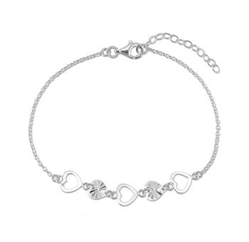 Armbånd sølv rhodineret hjerter, fra L&G