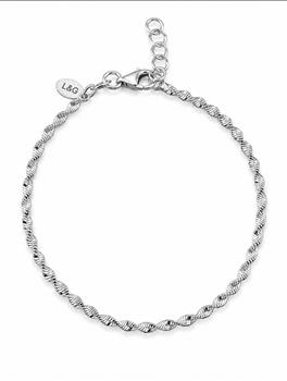 Armbånd sølv rhodineret snoet, fra L&G