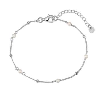 Armbånd sølv rhodineret med ferskvandsperler, fra L&G