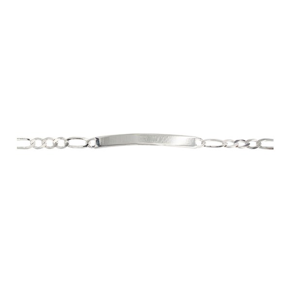 Armbånd sølv rhodienret plade med figarokæde 18 cm, fra L&G