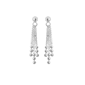 Sølv ørehænger m/stik. kæder m/kugler, fra aagaard