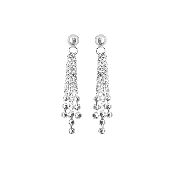 Sølv ørehænger m/stik. kæder m/kugler, fra aagaard