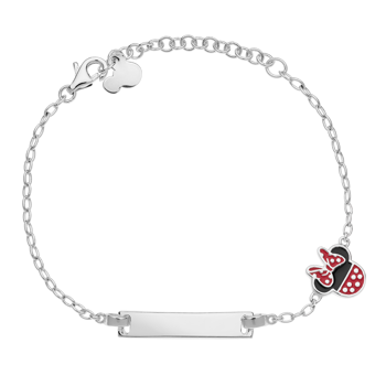 Sølv armbånd med id-plade og Minnie Mouse fra Disney