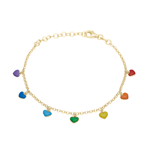Hjerte regnbue armbånd forg sølv, fra aagaard