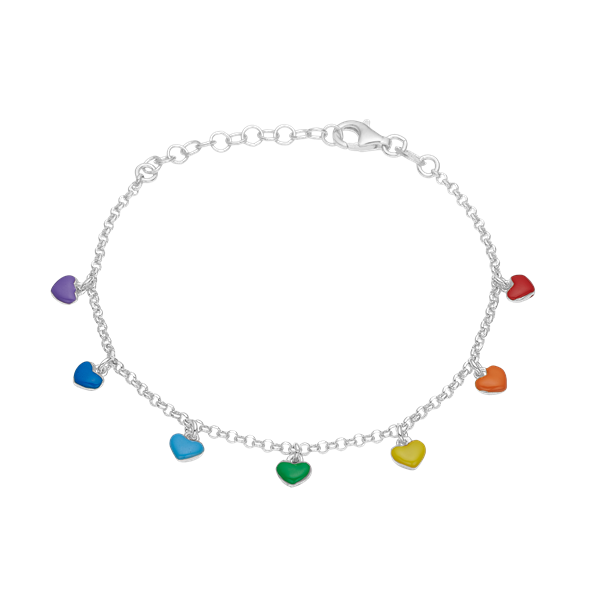 Hjerte regnbue armbånd sølv, fra aagaard