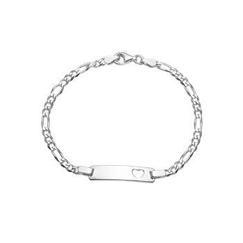 Navnearmbånd m/hjerte, sølv, fra aagaard