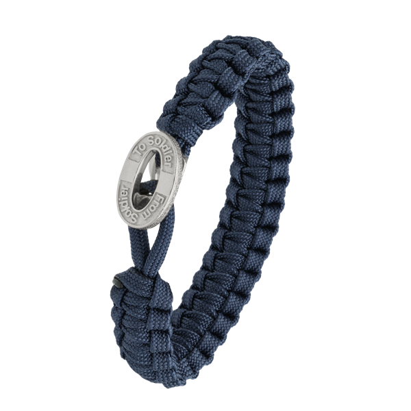 From Soldier to Soldier blåt armbånd med sølv lås 10