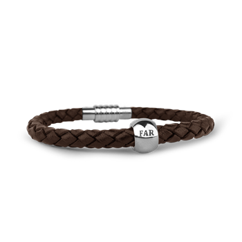 Mens armbånd brun med rund far charm 23 , fra Aagaard