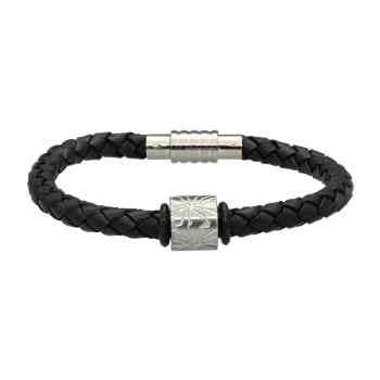 Mens sort armbånd med charm, fra aagaard