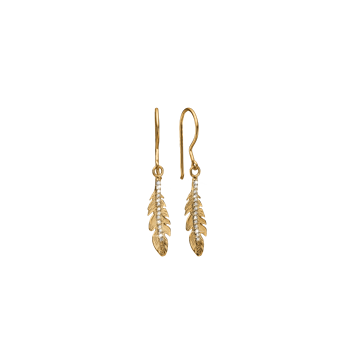 Ørehænger, 8kt guld, fjer m/28 cz, fra aagaard