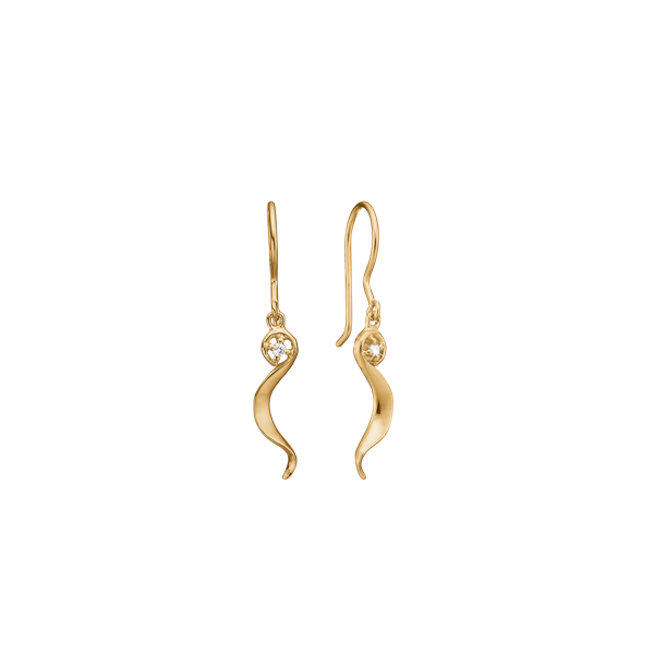 Ørehænger, 8kt guld m/2 cz, fra aagaard