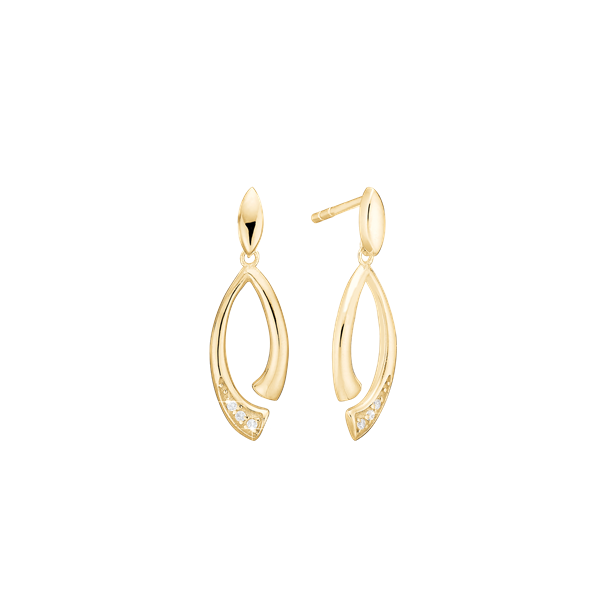 Øreringe, 8k, oval, fra aagaard