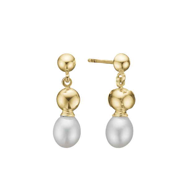 Ørehænger ferskvandsperle, forg sølv, fra aagaard