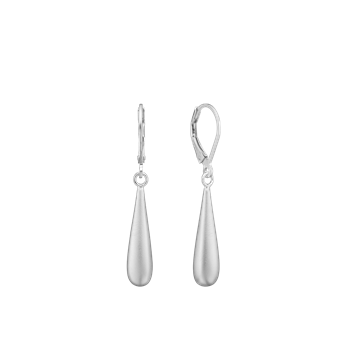 Ørehænger, drop sandblast, sølv, fra aagaard