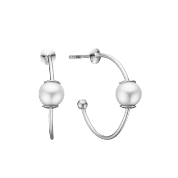 Halvcreol m/ferskvandsperle, 23mm sølv, fra aagaard