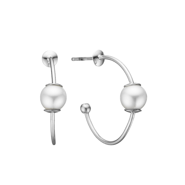 Halvcreol m/ferskvandsperle, 23mm sølv, fra aagaard