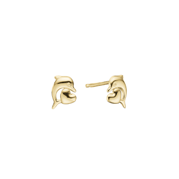 Delfin m hjerte ørestikker forg sølv, fra aagaard