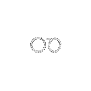 Ørestikker, cirkel m/20 cz, sølv, fra aagaard