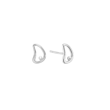 Ørestikker  bue m/perle 10x8mm, sølv, fra aagaard