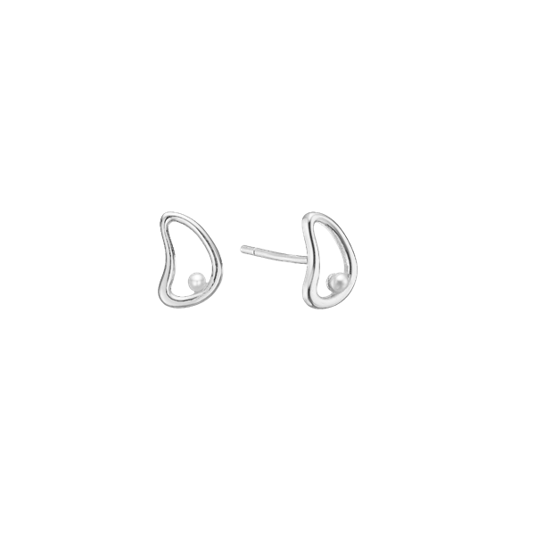 Ørestikker  bue m/perle 10x8mm, sølv, fra aagaard