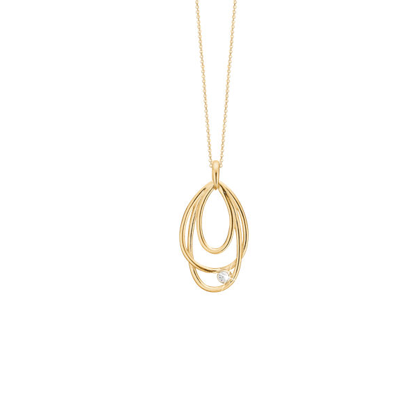 Halskæde, 14kt guld m/ 1 x 0,03 ct diama, fra aagaard