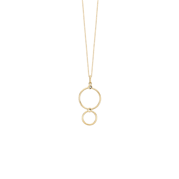 Halskæde, 8k, dobbelt cirkel, fra aagaard