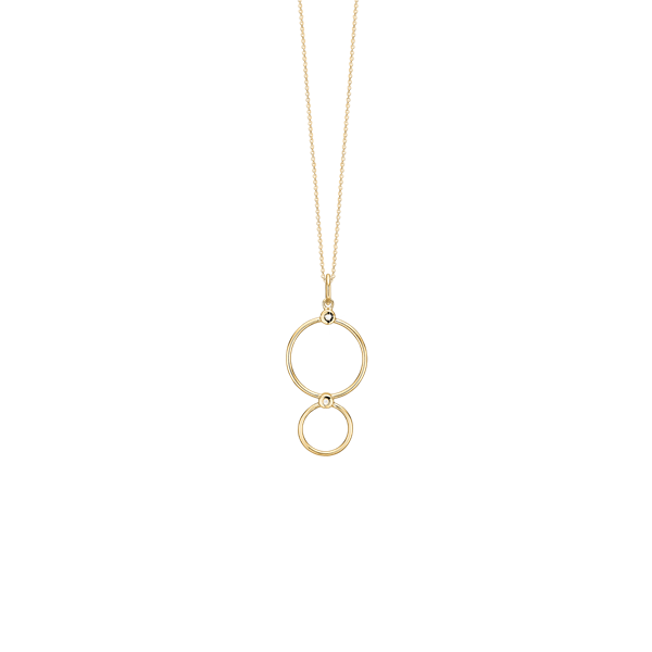 Halskæde, 8k, dobbelt cirkel, fra aagaard