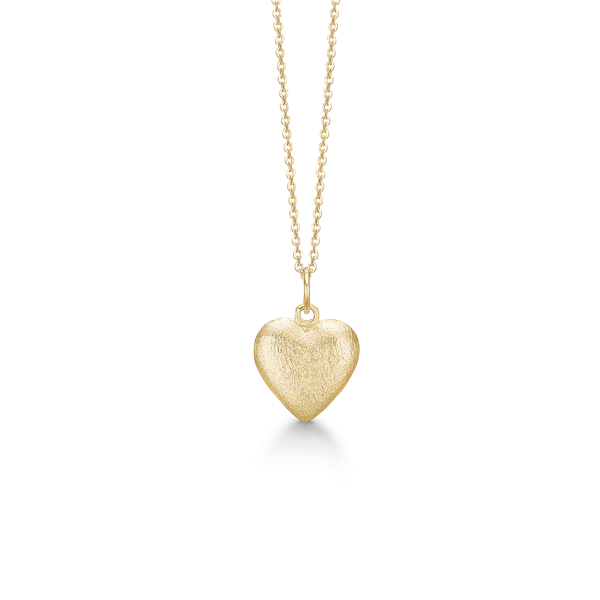 Halskæde, 8kt, børstet hjerte, fra aagaard