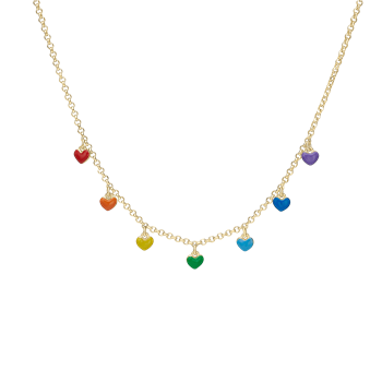 Hjerte regnbue halskæde forg sølv, fra aagaard