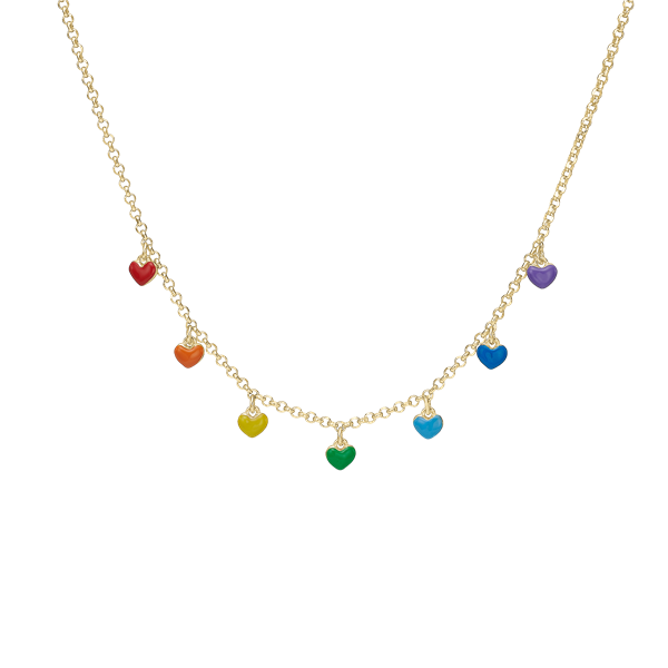 Hjerte regnbue halskæde forg sølv, fra aagaard