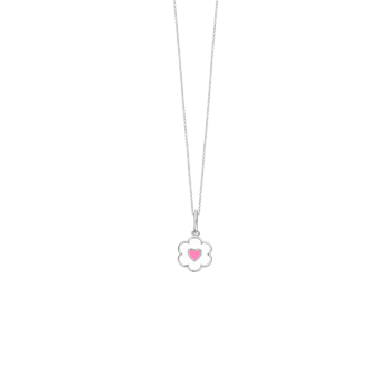 Halskæde, hjerteblomst,sølv, fra aagaard