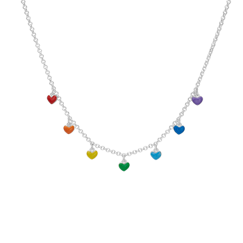 Hjerte regnbue halskæde sølv, fra aagaard