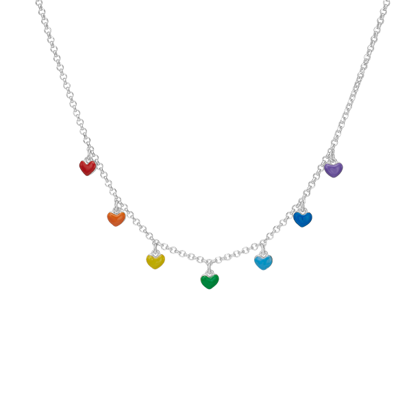 Hjerte regnbue halskæde sølv, fra aagaard