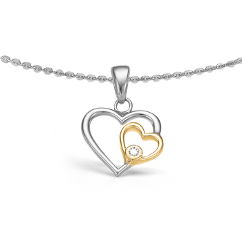 Halskæde, 8k/sølv, hjerter,, fra aagaard