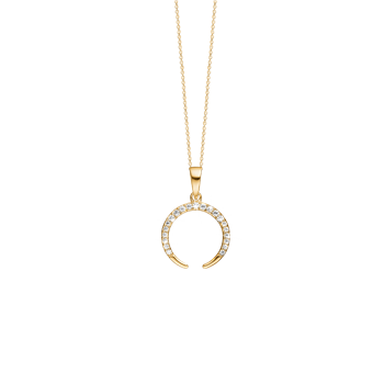 Halskæde, cz horn, 21 cz, forg sølv, fra aagaard