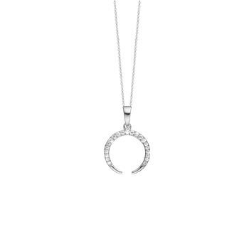 Halskæde, cz horn, 21 cz, sølv, fra aagaard