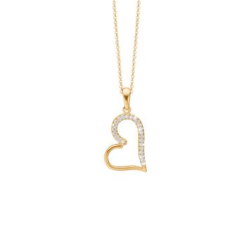 Halskæde med hjerte m/cz, forg sølv, fra aagaard