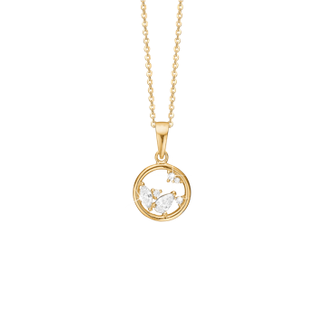 Halskæde cirkel m/6 cz, forg sølv, fra aagaard