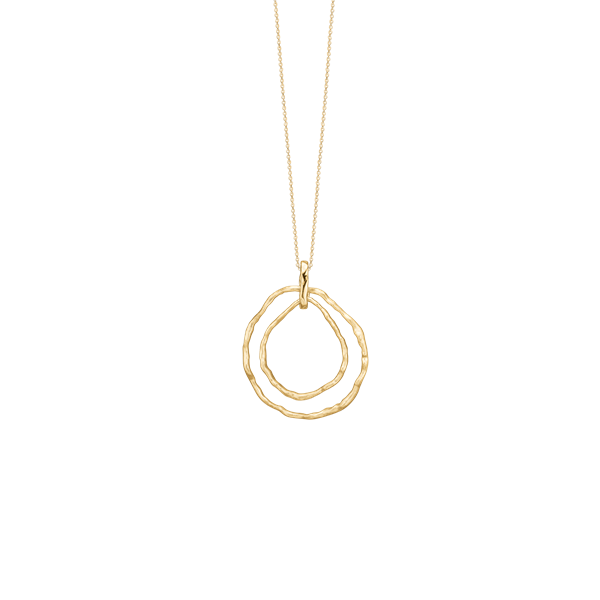 Halskæde, to cirkler,forg sølv, fra aagaard