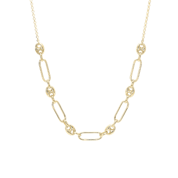 Halskæde led/bønne, 42+3cm, forg sølv, fra aagaard