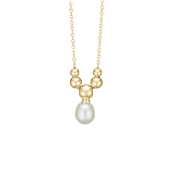 Halskæde ferskvandsperle, 45cm, forg søl, fra aagaard