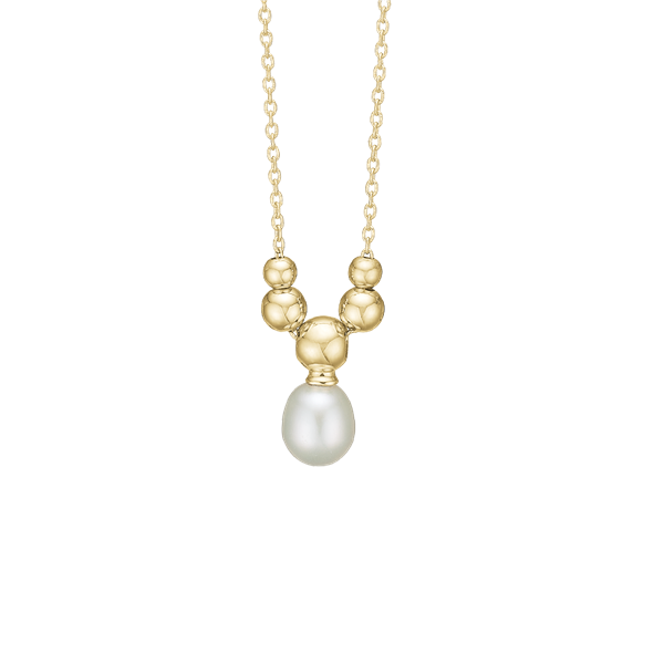 Halskæde ferskvandsperle, 45cm, forg søl, fra aagaard